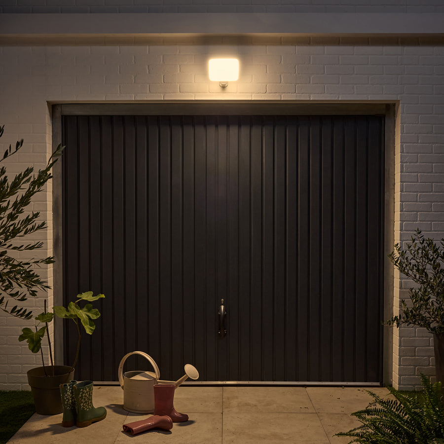 Proiettore kanti alluminio bianco 24.5x7.4 cm led 50w luce cct sensore di movimento