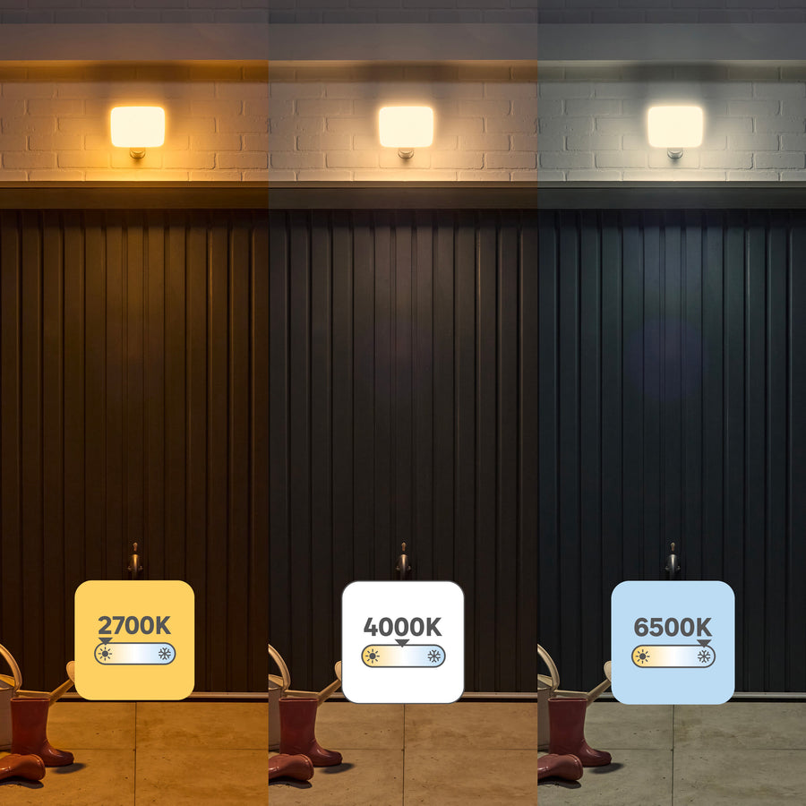 Proiettore kanti alluminio bianco 24.5x7.4 cm led 50w luce cct sensore di movimento