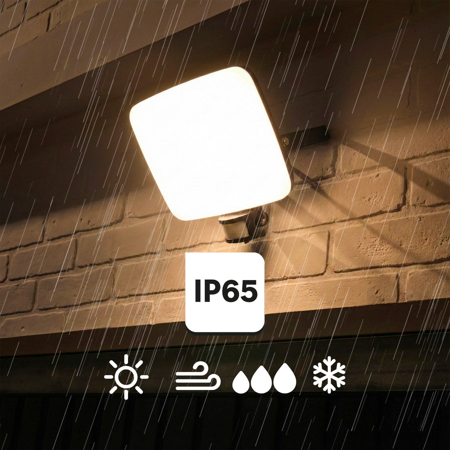 Proiettore kanti alluminio bianco 24.5x7.4 cm led 50w luce cct sensore di movimento