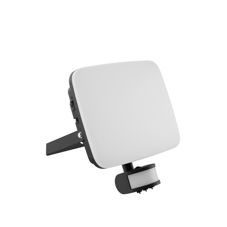 Proiettore kanti alluminio bianco 24.5x7.4 cm led 50w luce cct sensore di movimento
