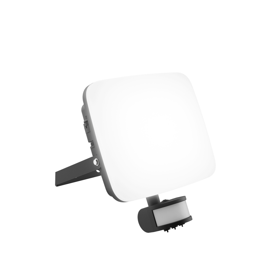 Proiettore kanti alluminio bianco 24.5x7.4 cm led 50w luce cct sensore di movimento