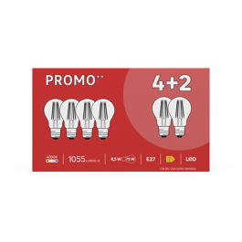 SET 4+2 LED BULBS SPHERE TRANSPARENTE