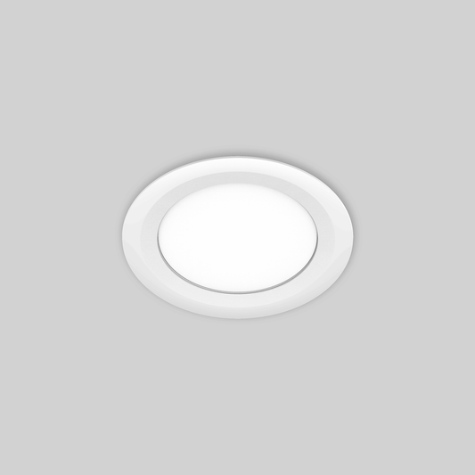 10 white plastic recessed spotlights, 9 cm diameter, 3W LED, natural light