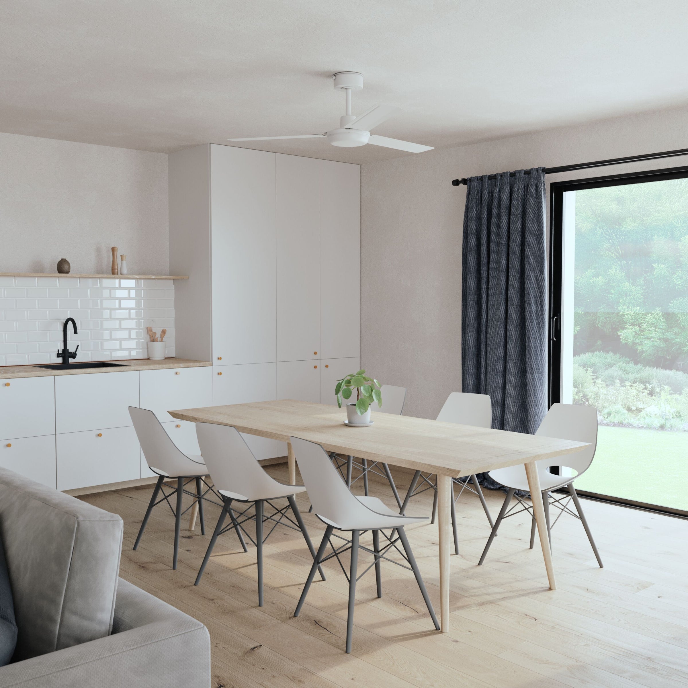 Ventilatore da soffitto acores metallo bianco d132 senza luce 3 pale