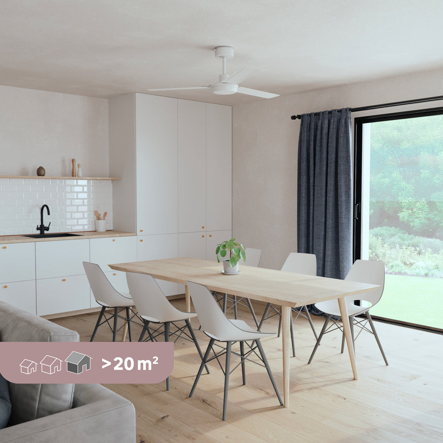 Ventilatore da soffitto acores metallo bianco d132 senza luce 3 pale