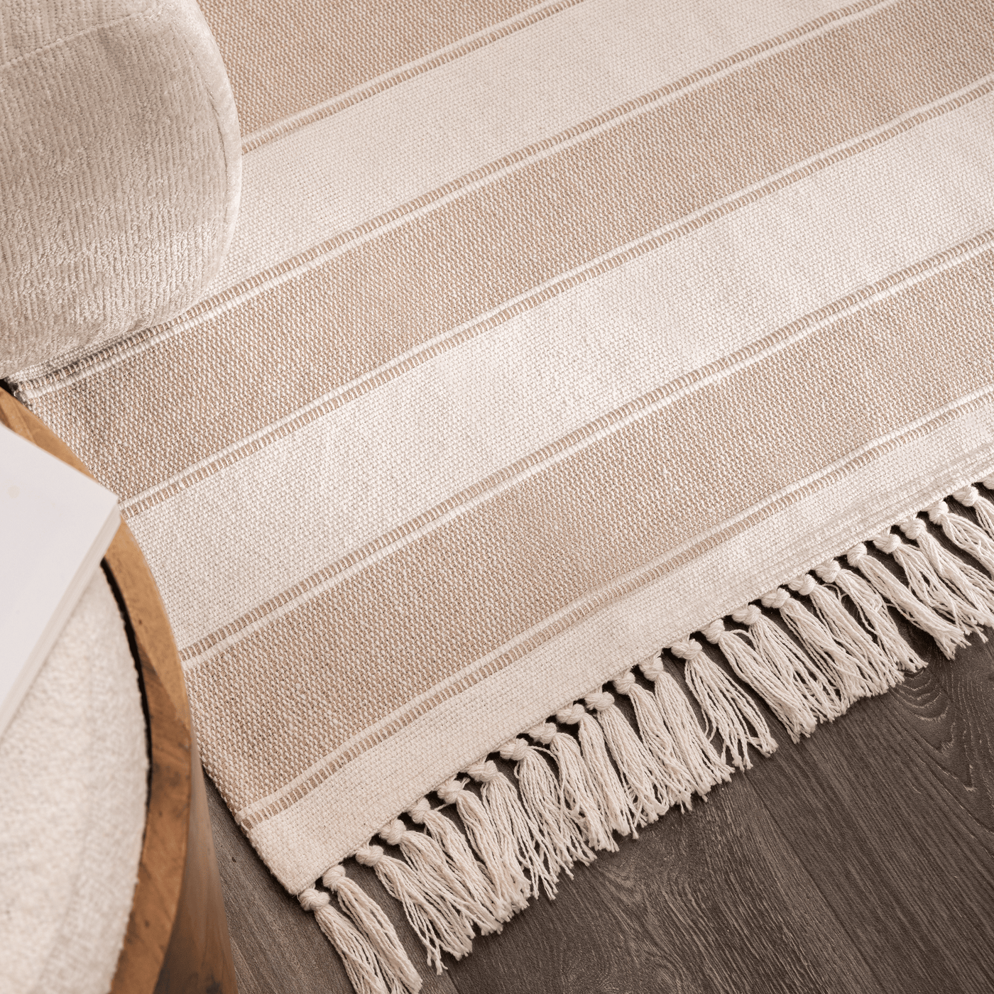 Stripy rug, terracotta, 60x120 cm, cotton