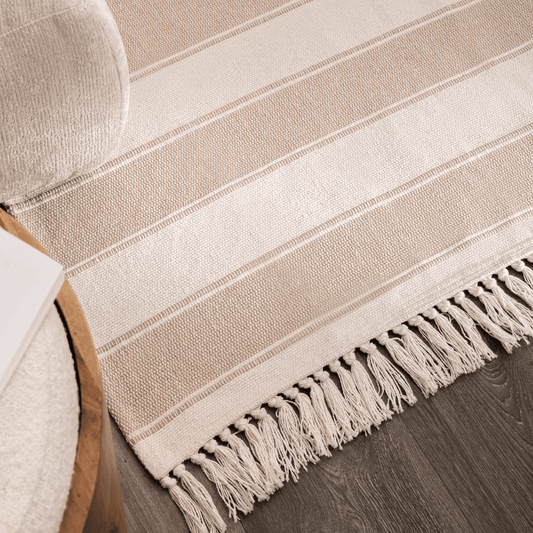 Stripy rug, terracotta, 60x120 cm, cotton