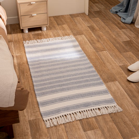 Stripy rug, blue, 60x120 cm