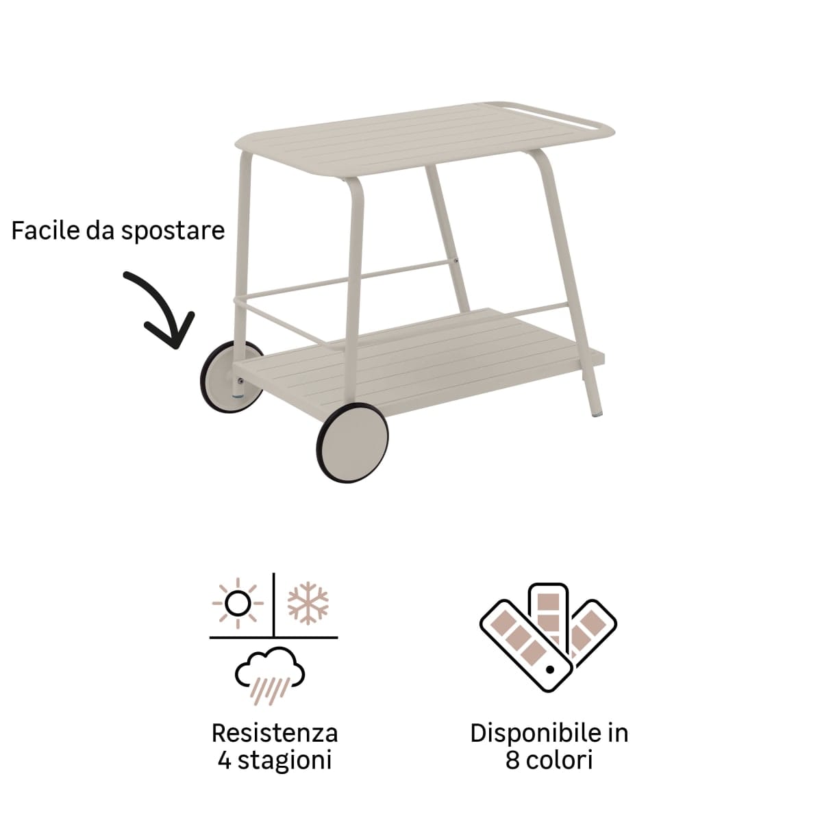 Bricocenter GARDEN TROLLEY IDAHO NATERIAL 88.5X57X69.5 BEIGE