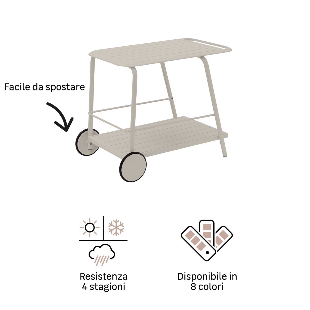 GARDEN TROLLEY IDAHO NATERIAL 88.5X57X69.5 BEIGE