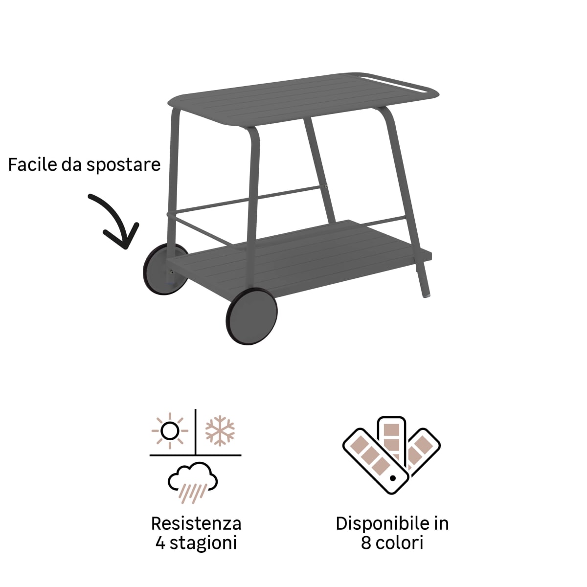 GARDEN TROLLEY IDAHO NATERIAL 88.5X57X69.5 ANTHRACITE