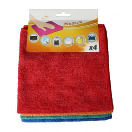 SET 4 MICROFIBER CLOTHS 35X35
