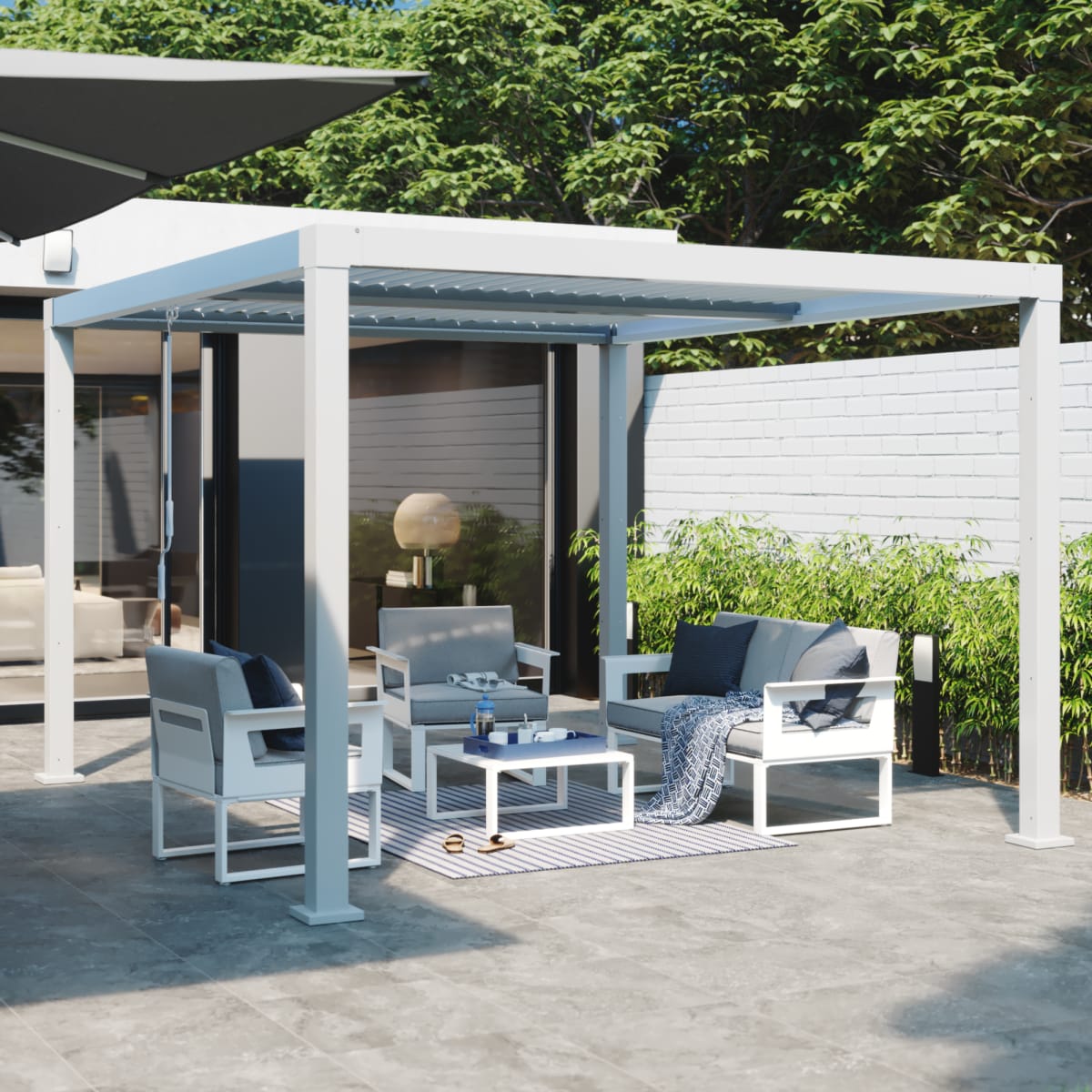 BIOCLIMATIC PERGOLA CLIMA NATERIAL FULL ALUMINUM 313X198 WHITE