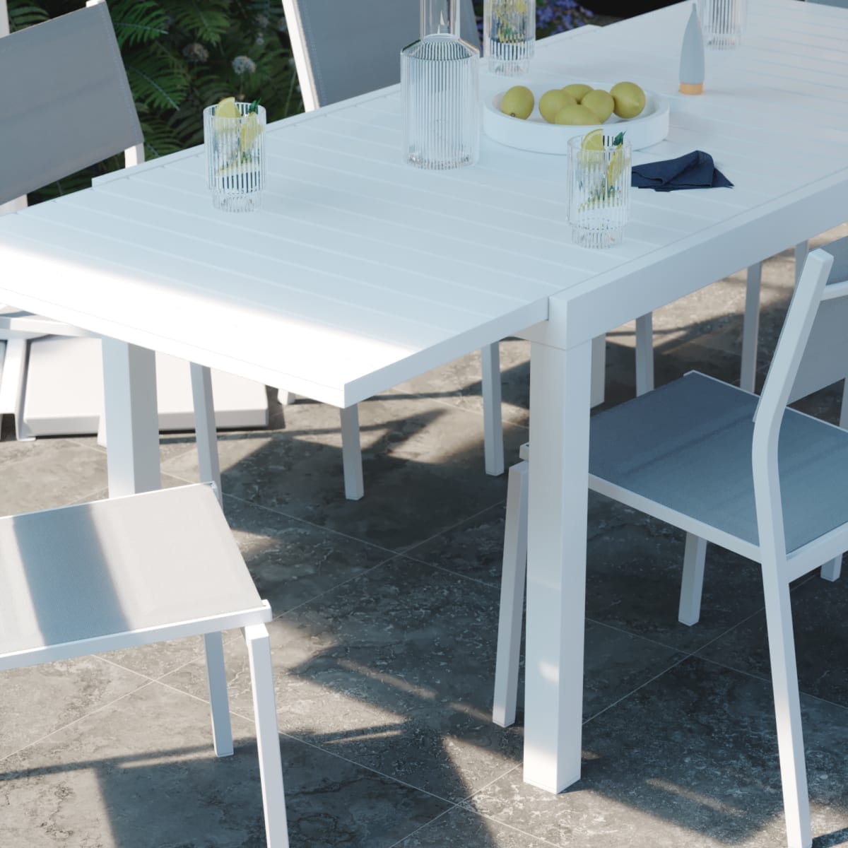 Bricocenter TABLE NATERIAL LYRA II UP AND DOWN ALUMINIUM 130/214.5X90 WHITE