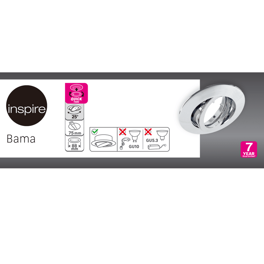 GHIERA PER FARETTO INCASSO BAMA CROMO D7.5 CM ORIENTABILE