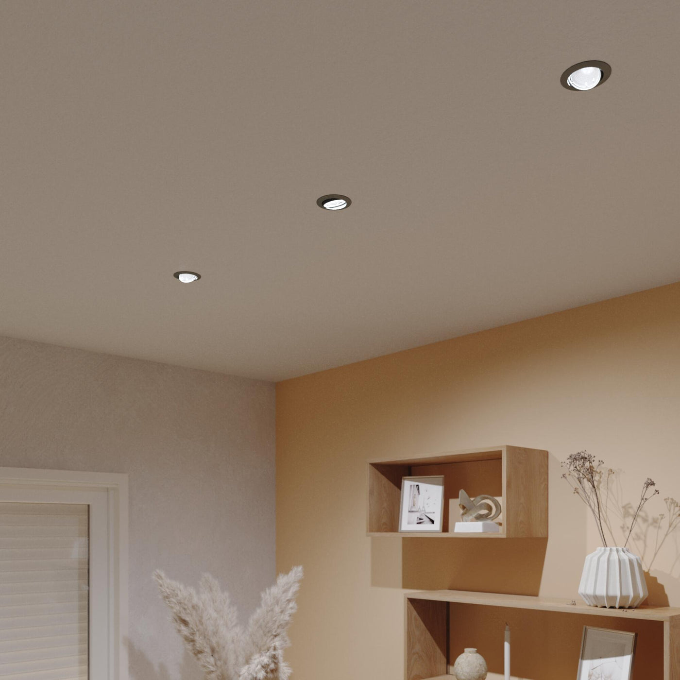 Set of 3 Clane recessed spotlights, nickel aluminium, D8.2 cm, LED GU10=6W, natural light, adjustable