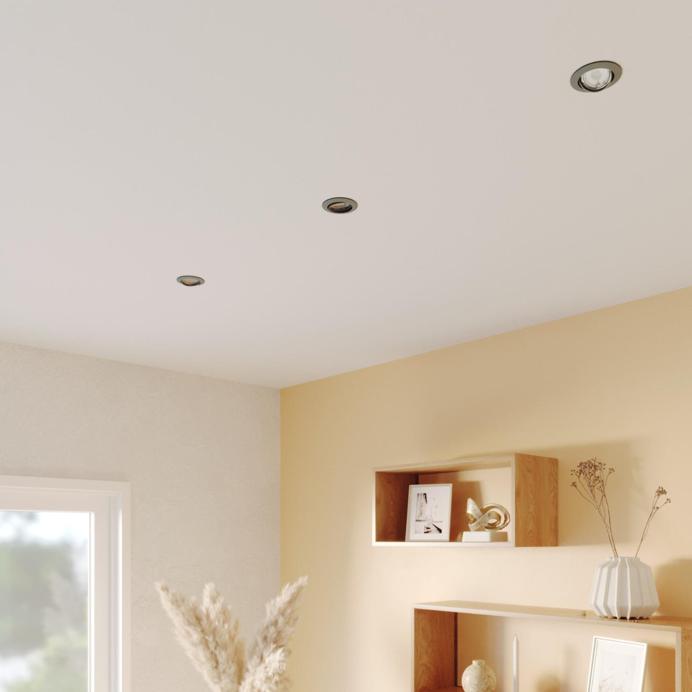 Set of 3 Clane recessed spotlights, nickel aluminium, D8.2 cm, LED GU10=6W, natural light, adjustable