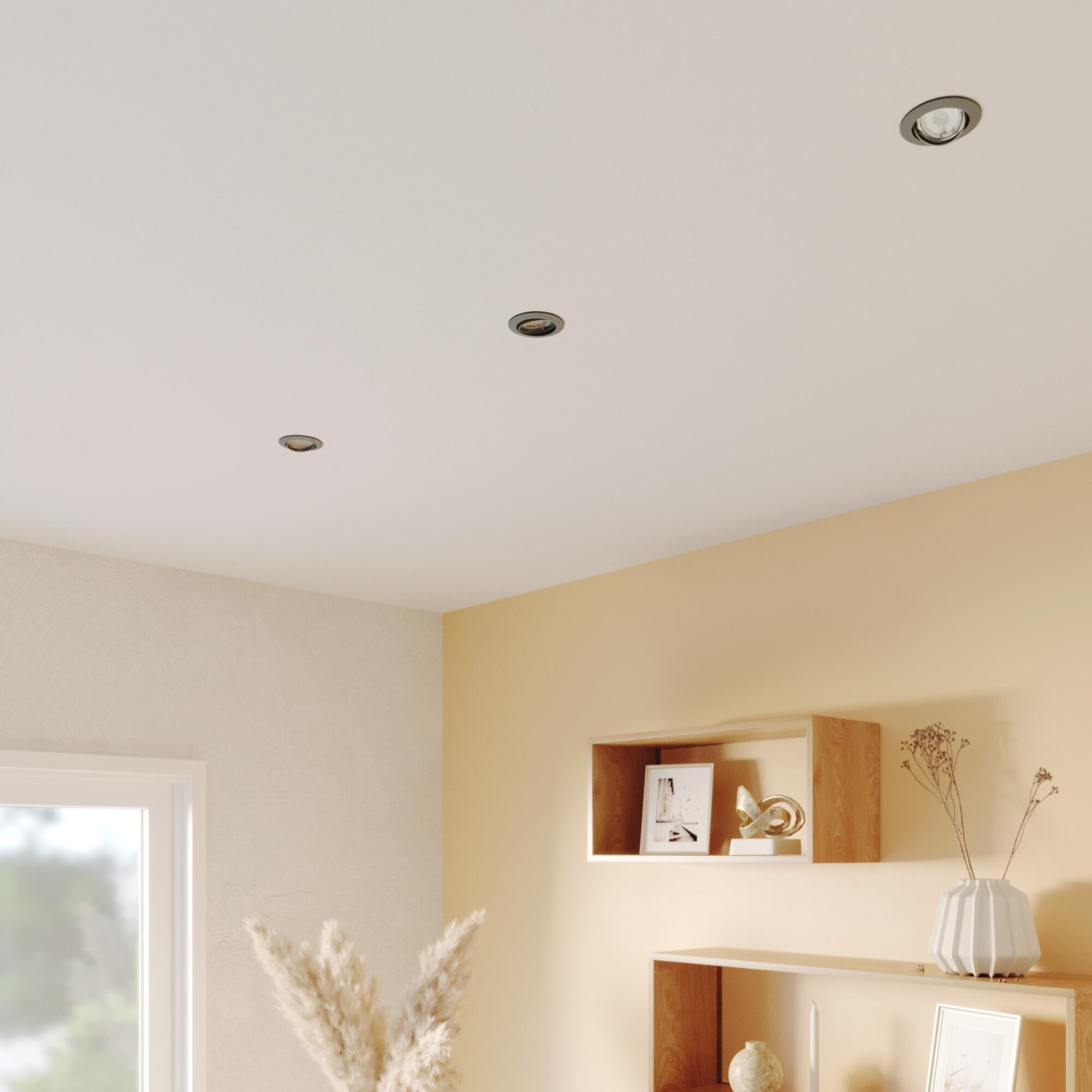 Set of 3 Clane recessed spotlights, nickel aluminium, D8.2 cm, LED GU10=6W, natural light, adjustable