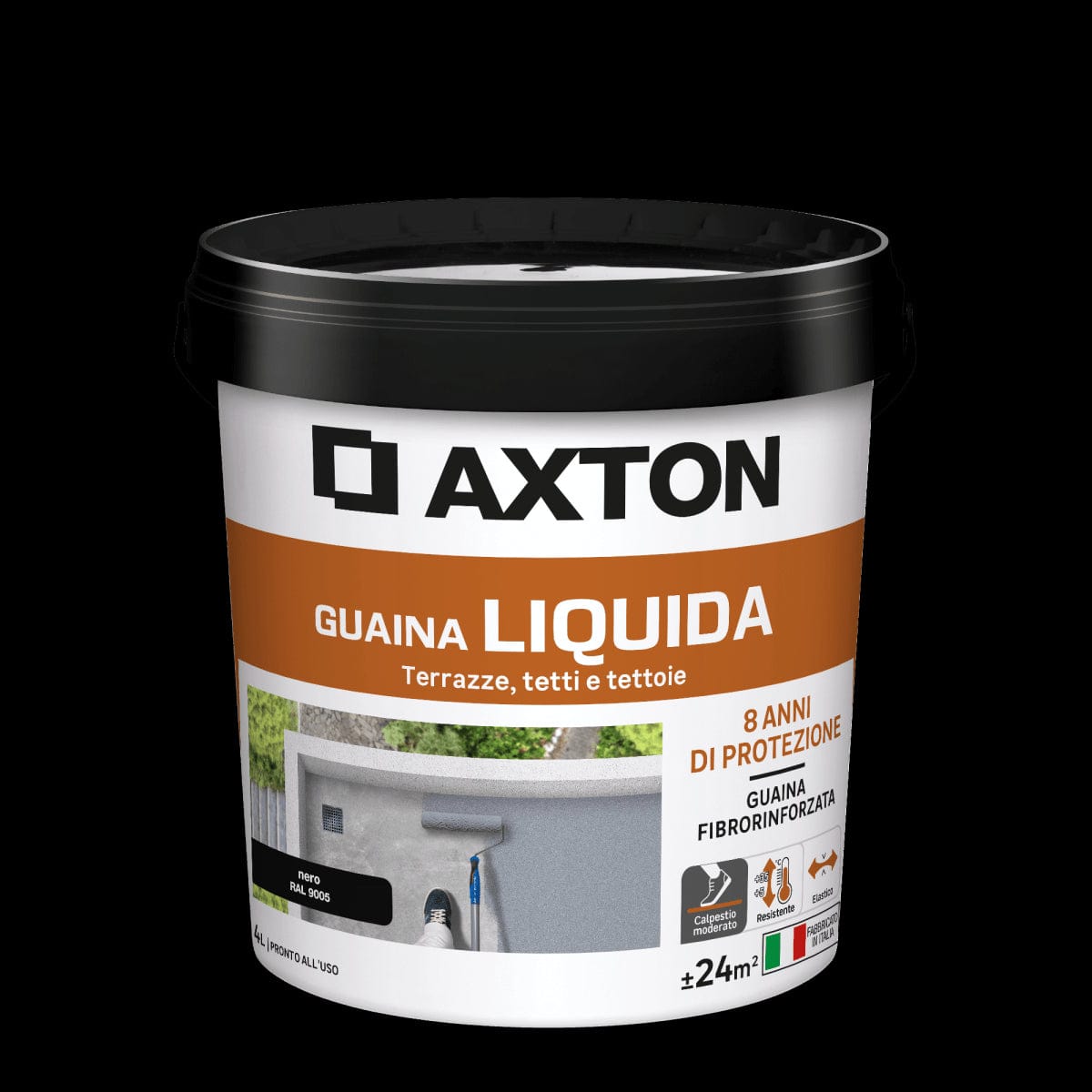 Bricocenter BLACK FIBER-REINFORCED WATERPROOFING LIQUID SHEATHING AXTON 4 LT