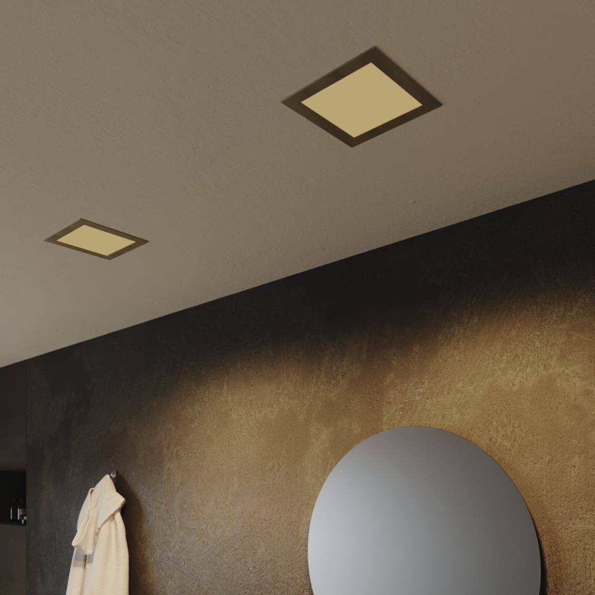 Bricocenter RECESSED SPOTLIGHT EXTRAFLAT SATIN NICKEL 20.5X20.5 CM LED 20W CCT DIMMABLE IP44