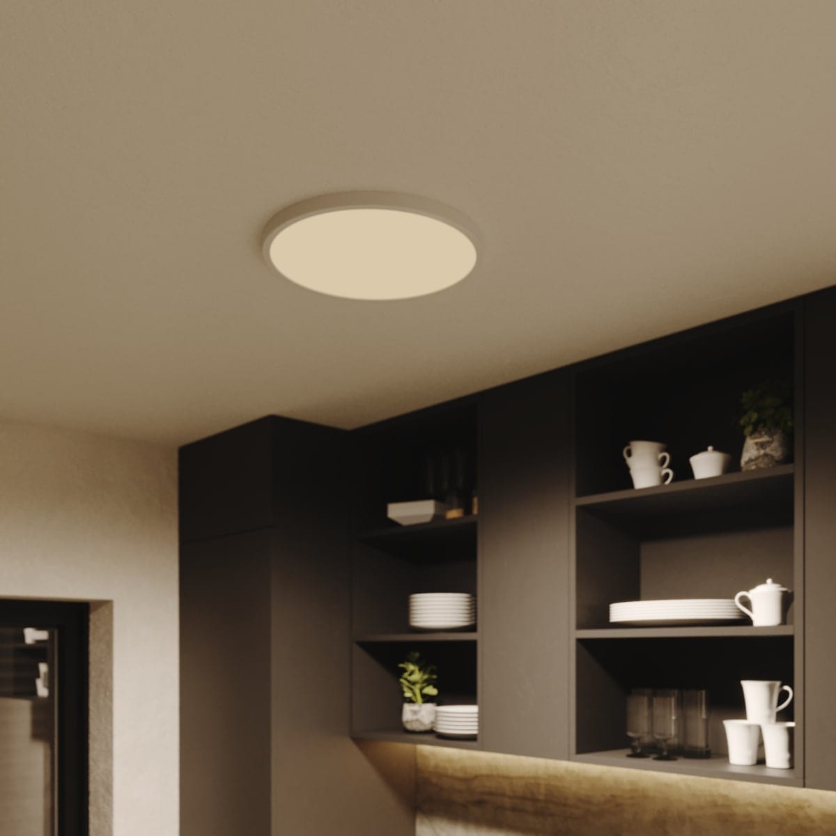 Bricocenter SANOA ALUMINIUM CEILING LIGHT WHITE 40X2CM LED 28W CCT DIMMABLE IP44