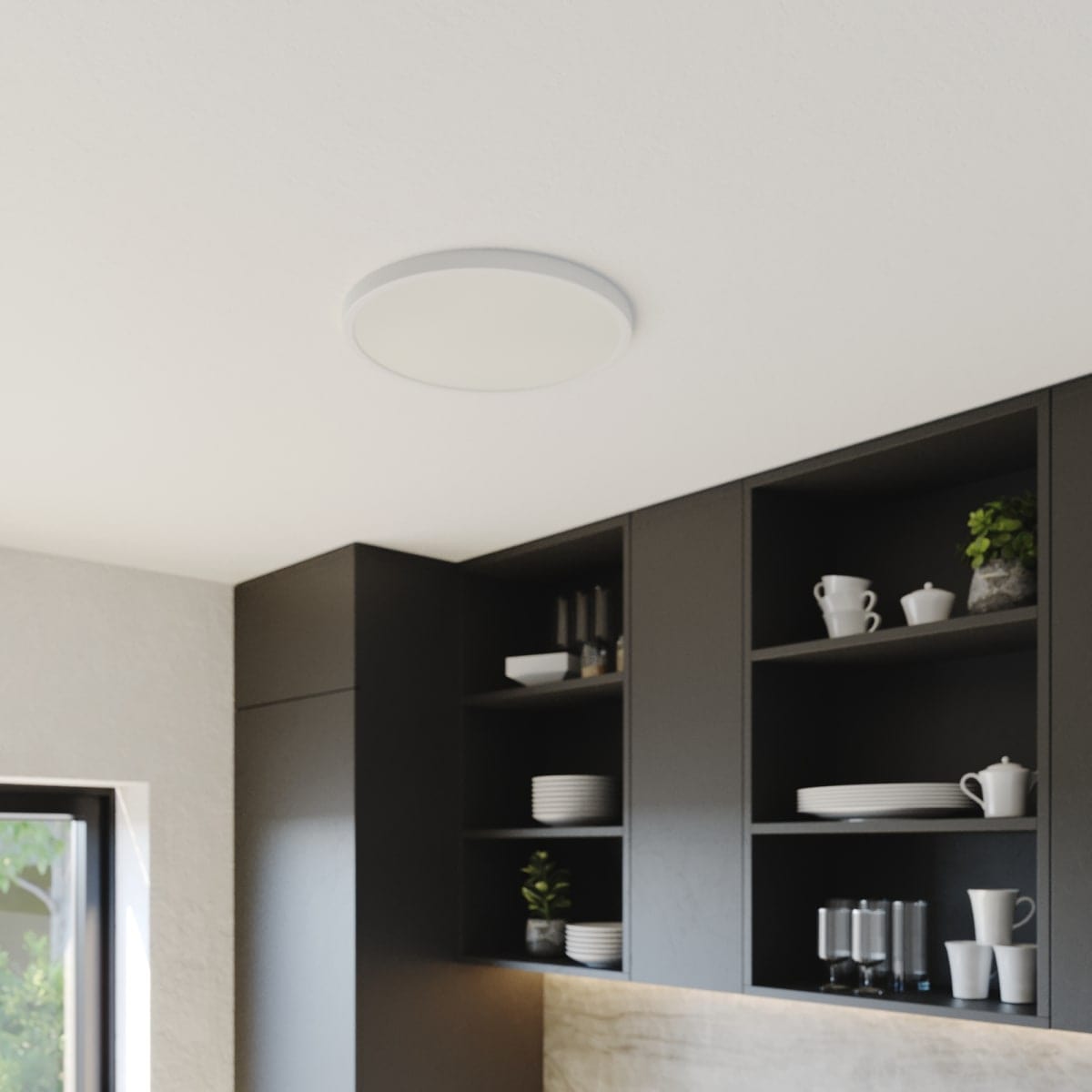 Bricocenter SANOA ALUMINIUM CEILING LIGHT WHITE 40X2CM LED 28W CCT DIMMABLE IP44