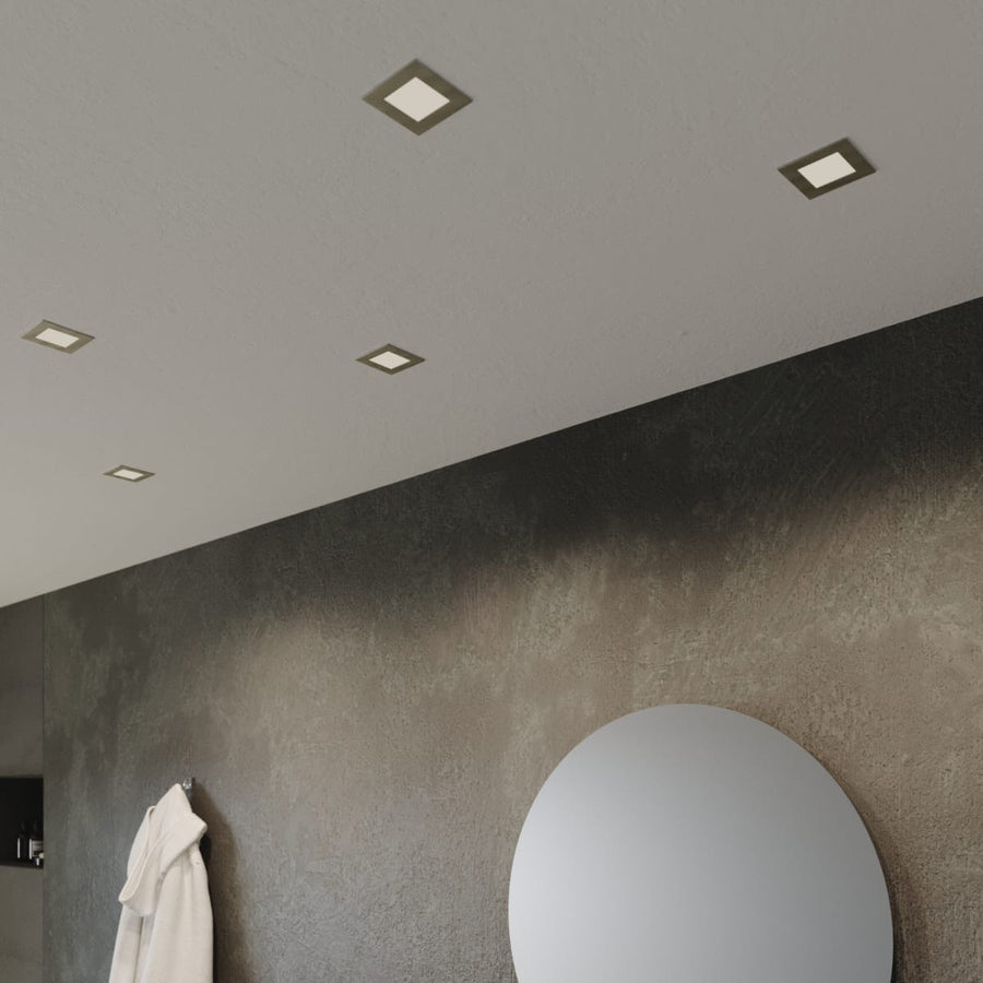Bricocenter RECESSED SPOTLIGHT EXTRAFLAT SATIN NICKEL 8.5X8.5CM LED 5.5W CCT DIMMABLE IP44