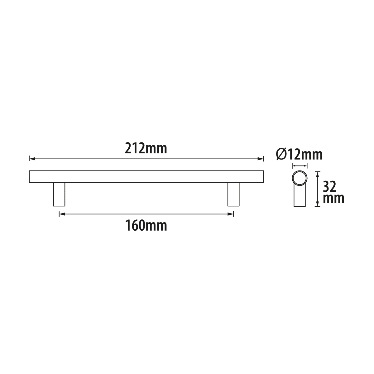 1 SARA HANDLE 160 MM CENTRE DISTANCE IN POLISHED BRUSHED NICKEL