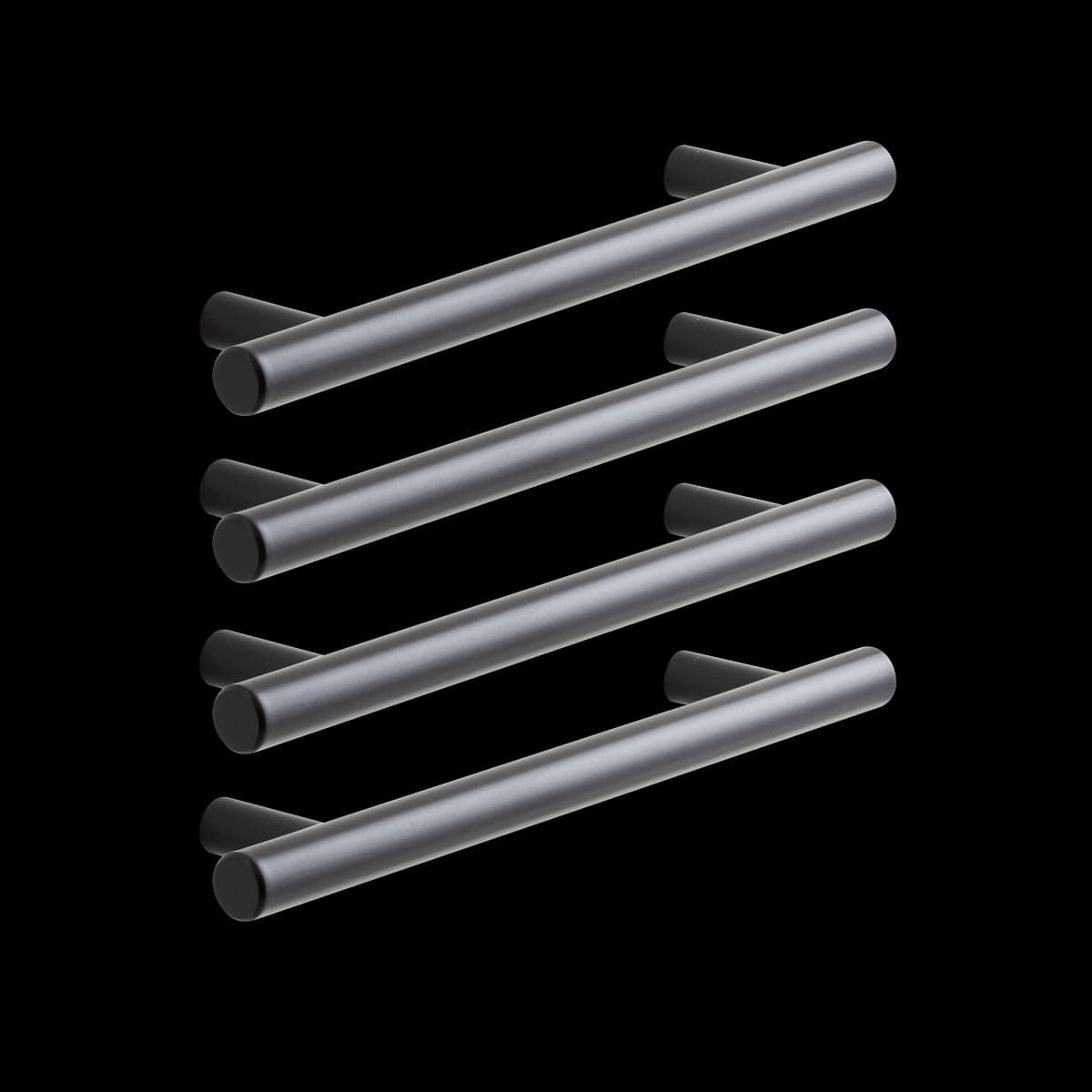 4 SARA HANDLES WITH 128 MM SPACING IN MATT BLACK METAL