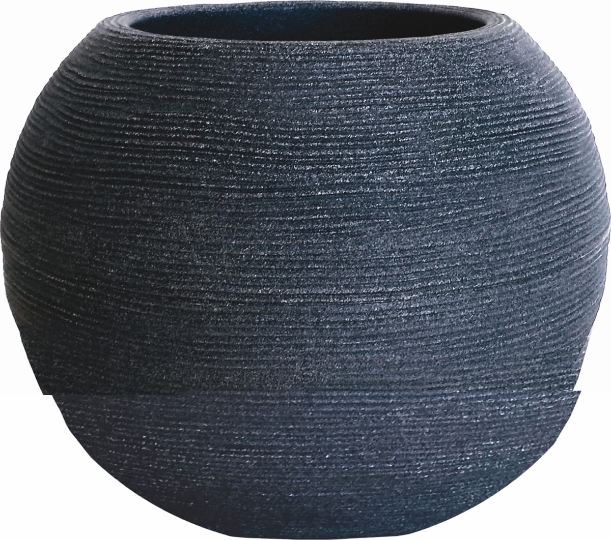 Shabby-chic ribbed spherical vase, 40 d, cast iron