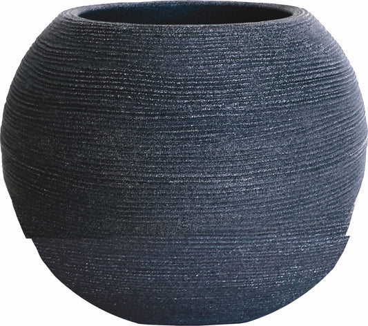 Shabby-chic ribbed spherical vase, 40 d, cast iron