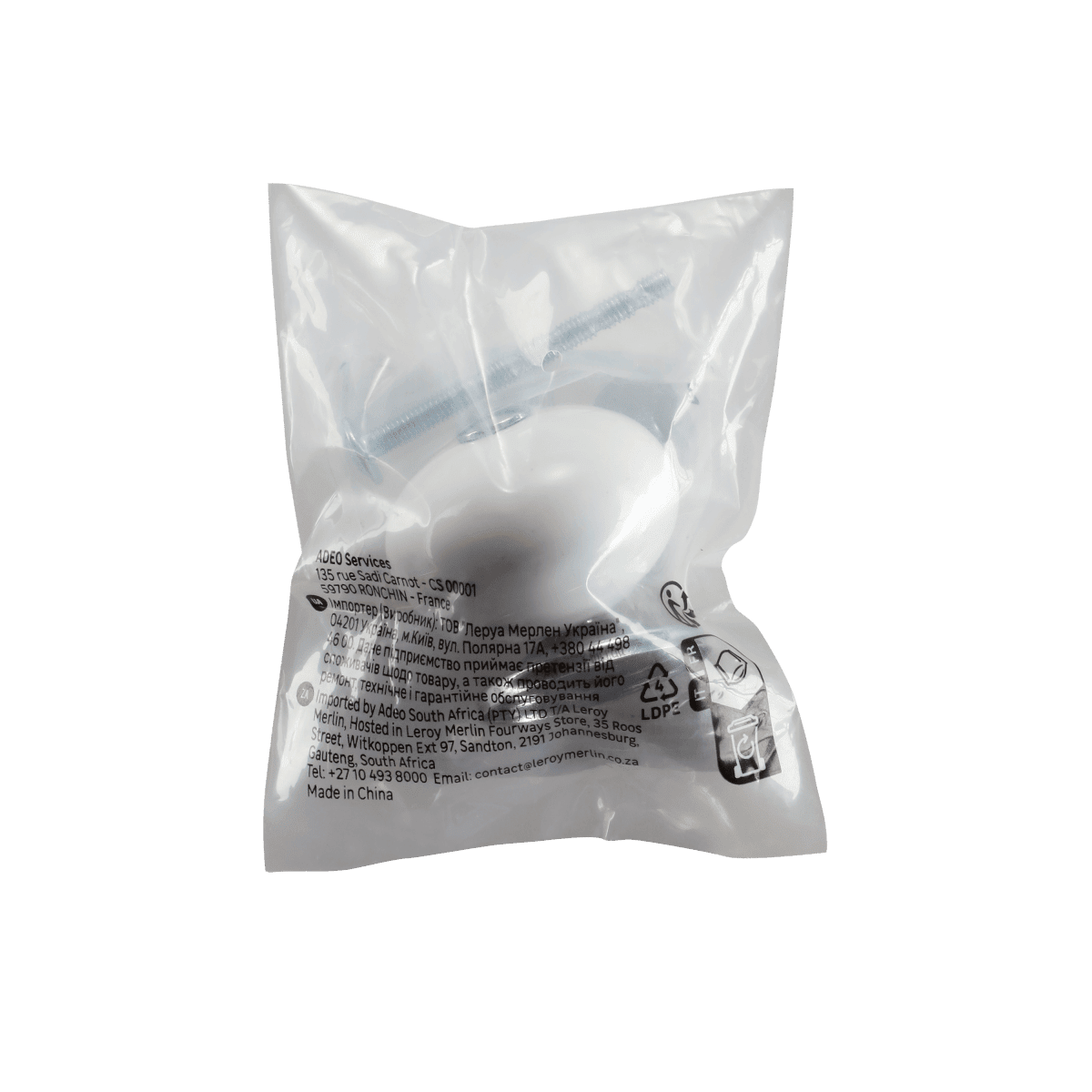 1 GABI D 40 MM WHITE PORCELAIN KNOB