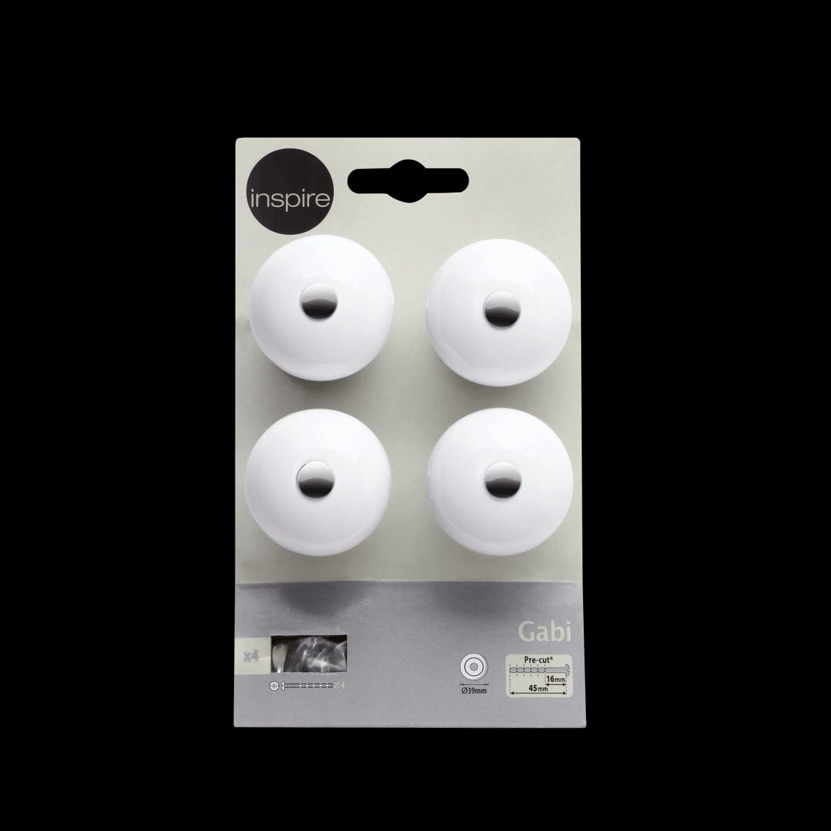 4 GABI D 40 MM WHITE PORCELAIN KNOBS