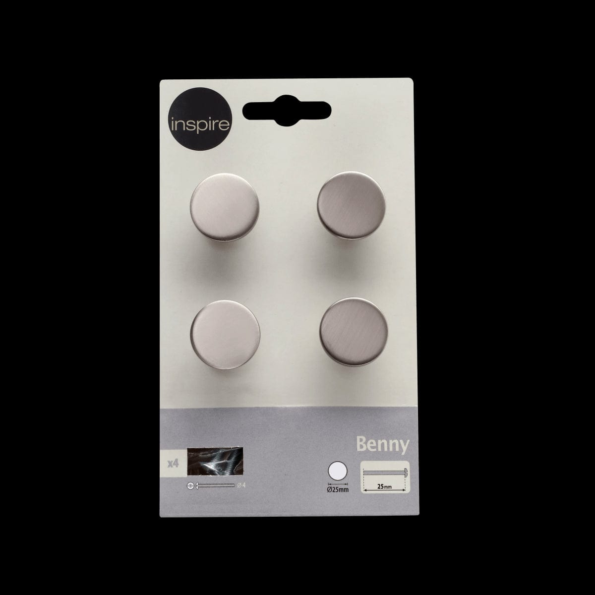 Bricocenter 4 BENNY KNOBS D 25 MM IN POLISHED BRUSHED NICKEL