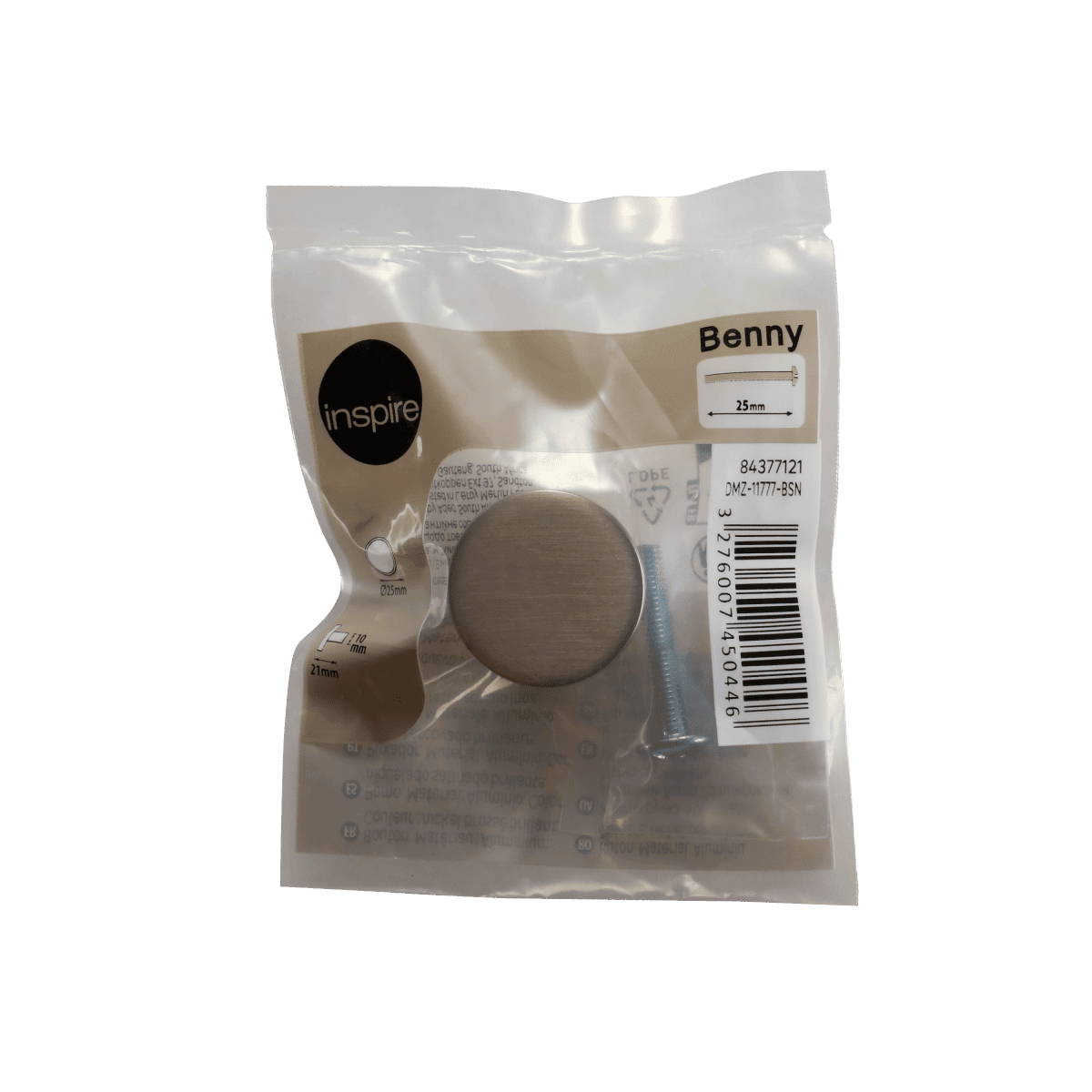 ELI KNOB DIAM. 25.1 MM ZAMAK BRUSHED NICKEL