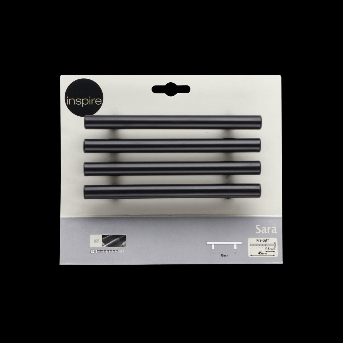 Bricocenter 4 SARA HANDLES WITH 96 MM SPACING IN MATT BLACK METAL