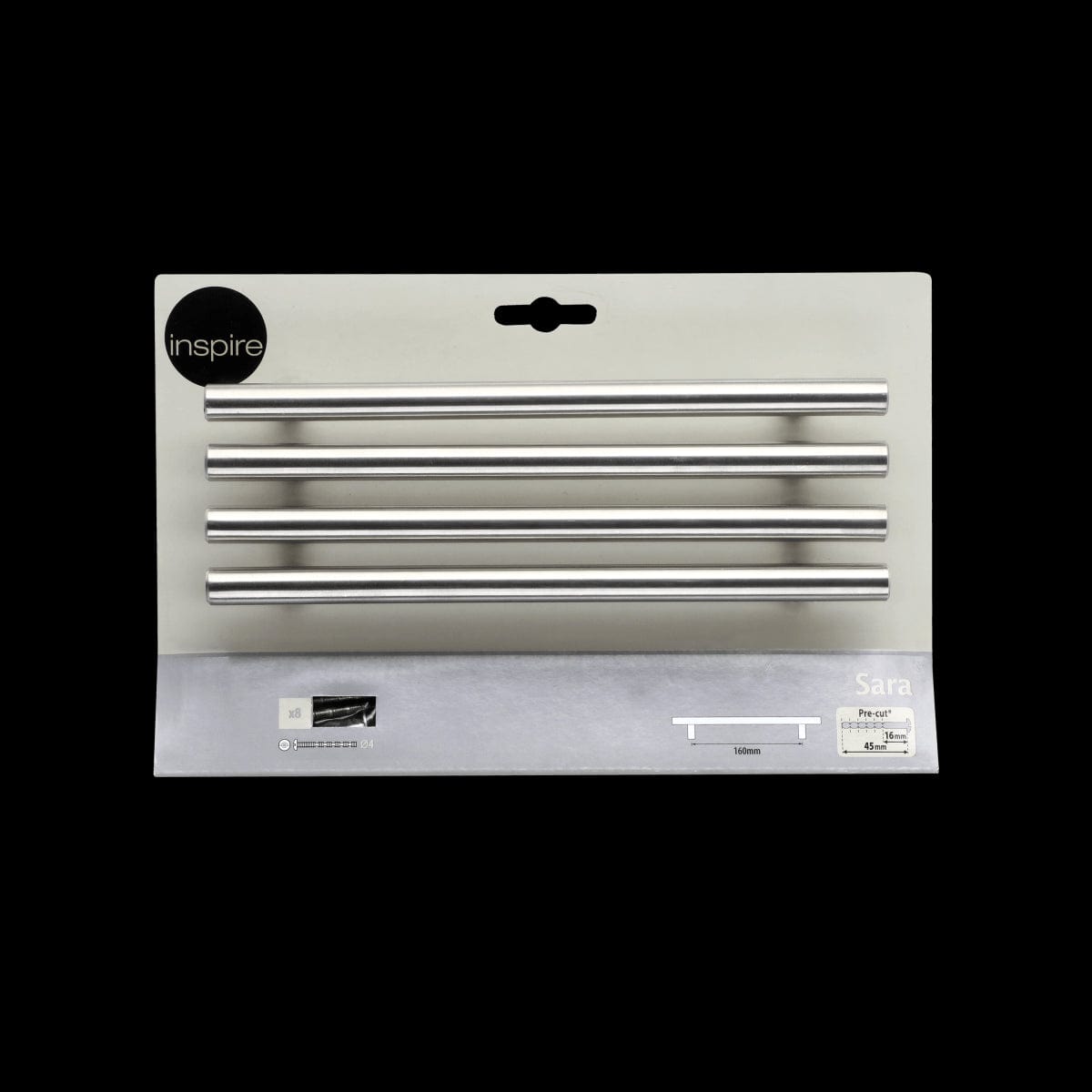 4 SARA HANDLES WITH 160 MM SPACING IN POLISHED BRUSHED NICKEL