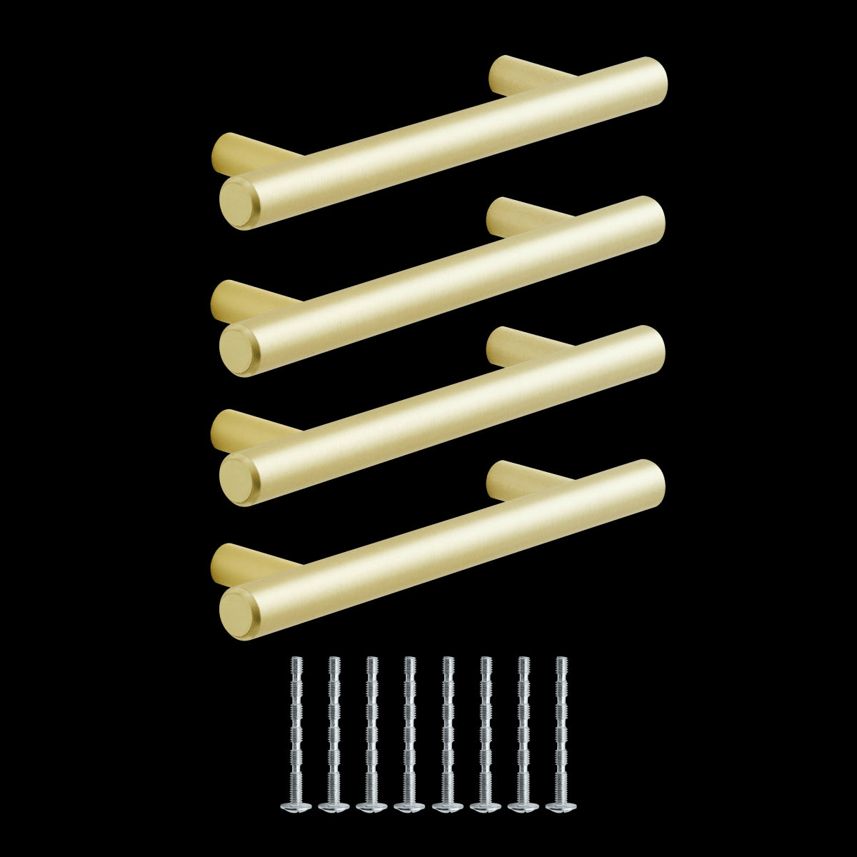 4 SARA HANDLES WITH 96 MM SPACING IN MATT BRUSHED BRASS