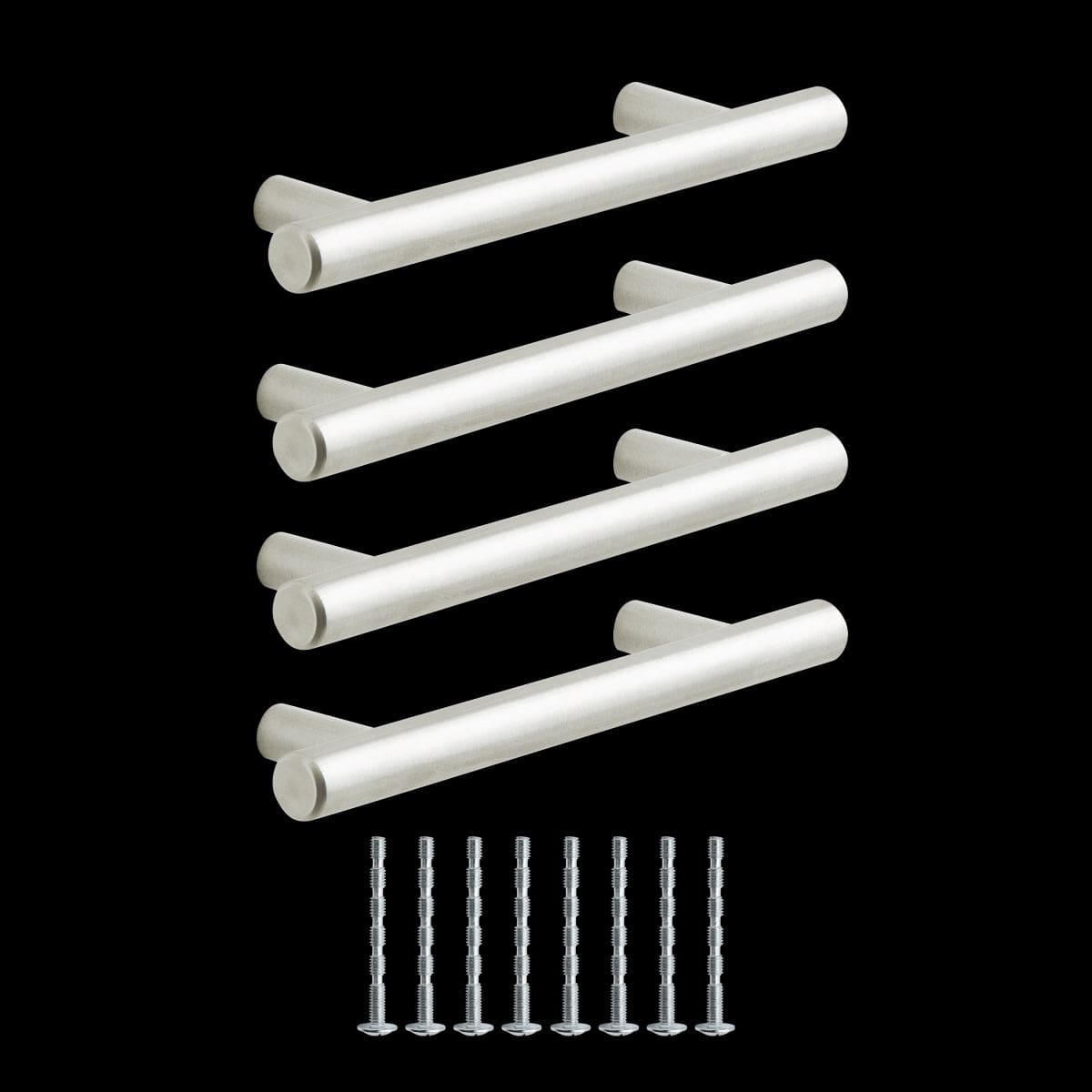 4 SARA HANDLES WITH 96 MM SPACING IN POLISHED BRUSHED NICKEL