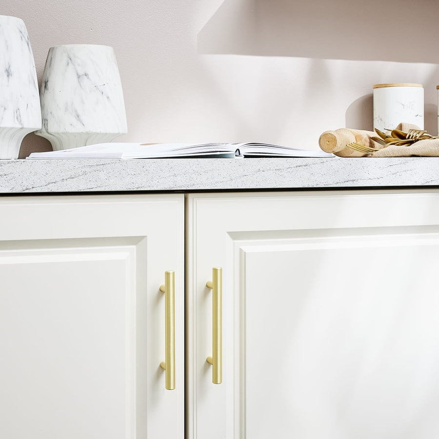 Bricocenter 4 SARA HANDLES WITH 96 MM SPACING IN MATT BRUSHED BRASS