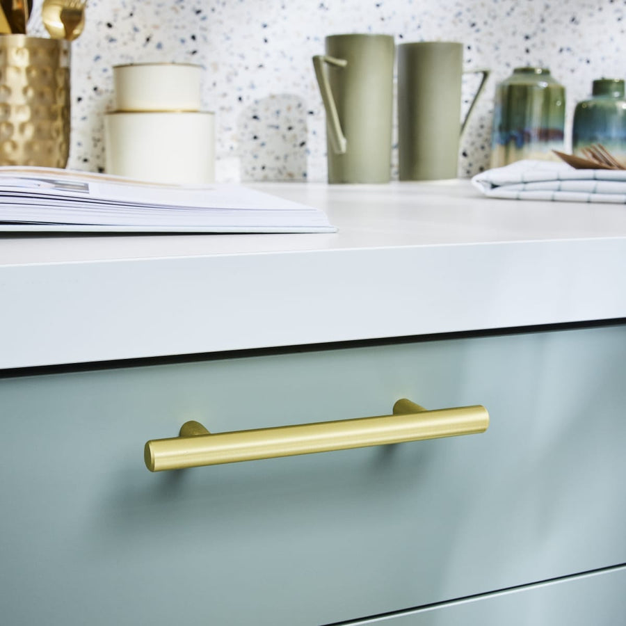 Bricocenter 4 SARA HANDLES WITH 96 MM SPACING IN MATT BRUSHED BRASS
