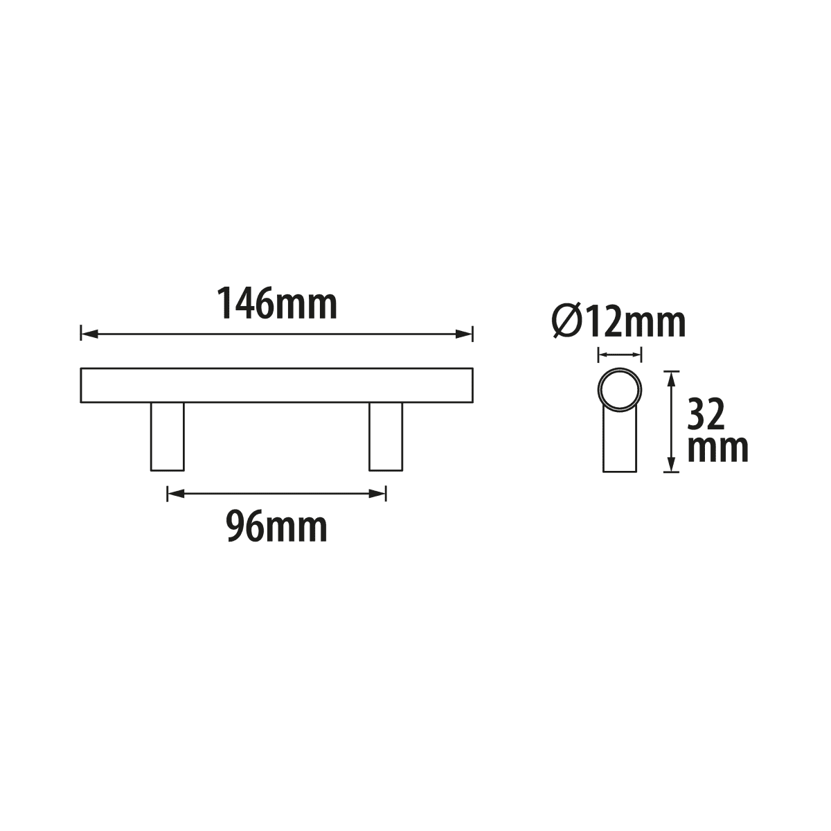 1 SARA HANDLE WITH 96 MM CENTRE DISTANCE IN MATT BRUSHED BRASS