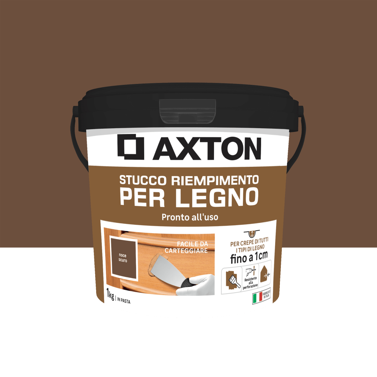 STUCCO PER LEGNO NOCE SCURO IN PASTA AXTON 1 KG
