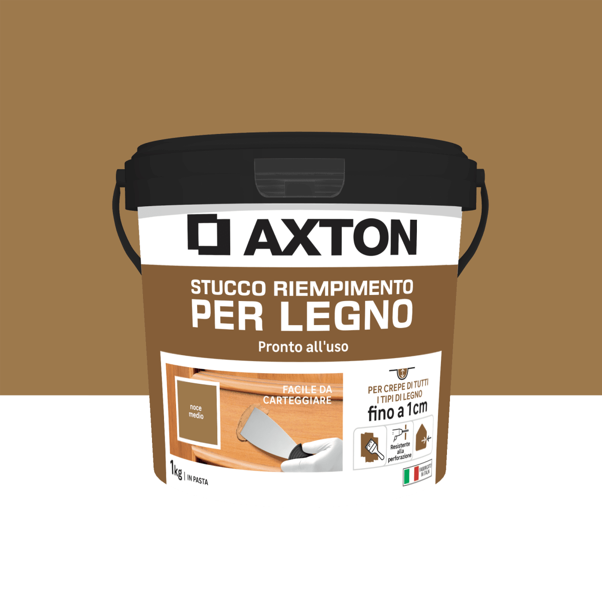 STUCCO PER LEGNO NOCE MEDIO IN PASTA AXTON 1 KG