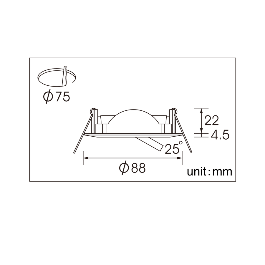 GHIERA PER FARETTO INCASSO BAMA CROMO D7.5 CM ORIENTABILE