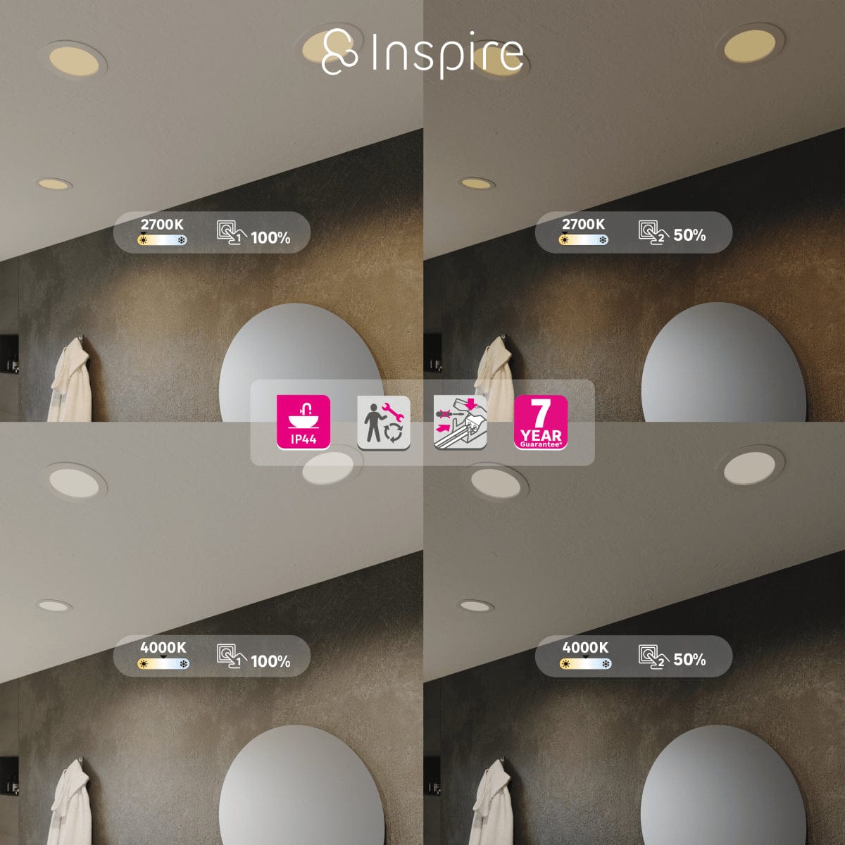 Bricocenter RECESSED SPOTLIGHT EXTRAFLAT ALUMINIUM WHITE D20.5 CM LED 18W CCT DIMMABLE IP44