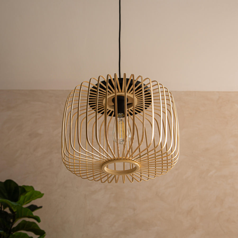 Lampadario pecan metallo e bamboo d38 cm e27=50w