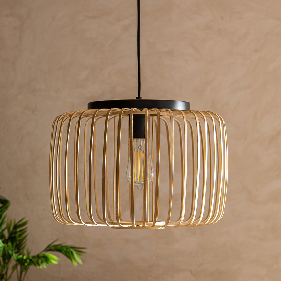 Lampadario pecan metallo e bamboo d38 cm e27=50w