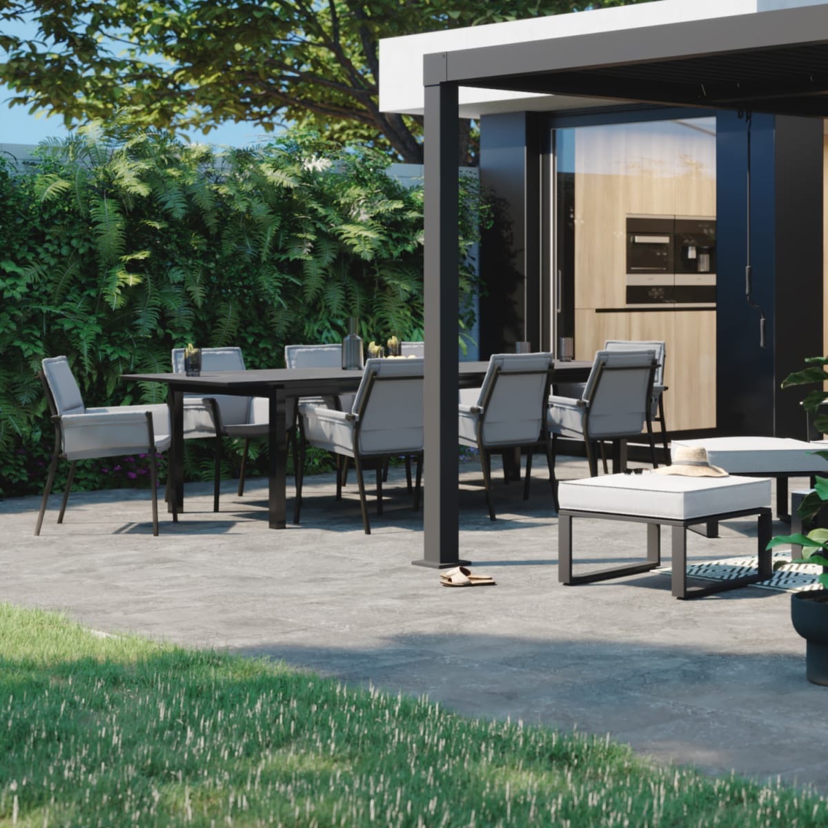 Bricocenter NATERIAL ODYSSEA PREMIUM 6/8 PLACE EXTENSION TABLE 180/240X100X75 ANTHRACITE