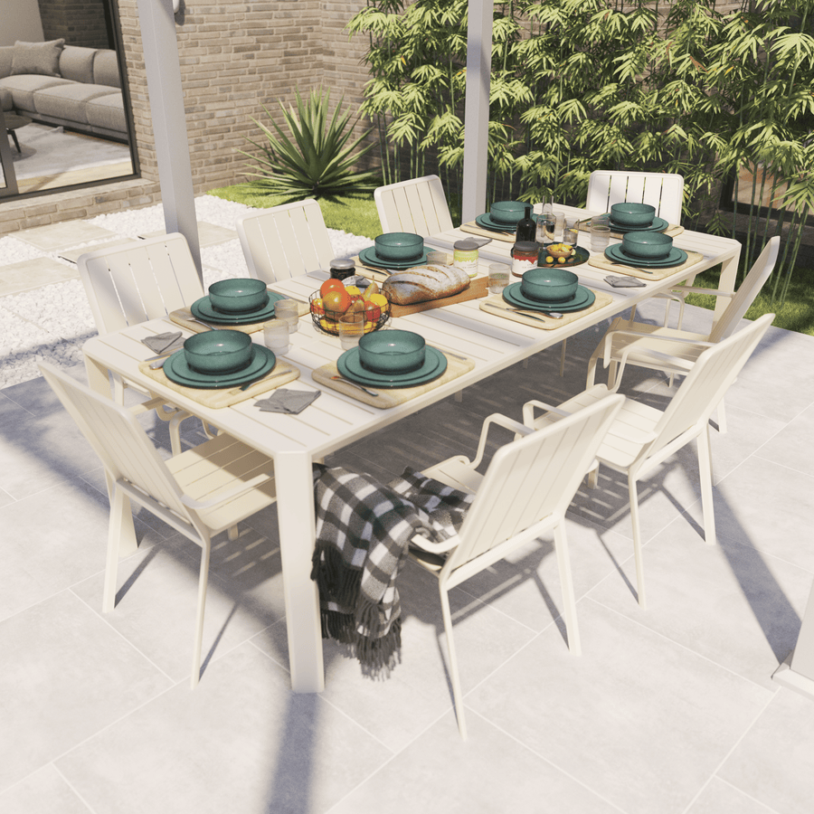 Idaho Naterial extendable table, all-aluminium, 180/240 x 100 cm, beige
